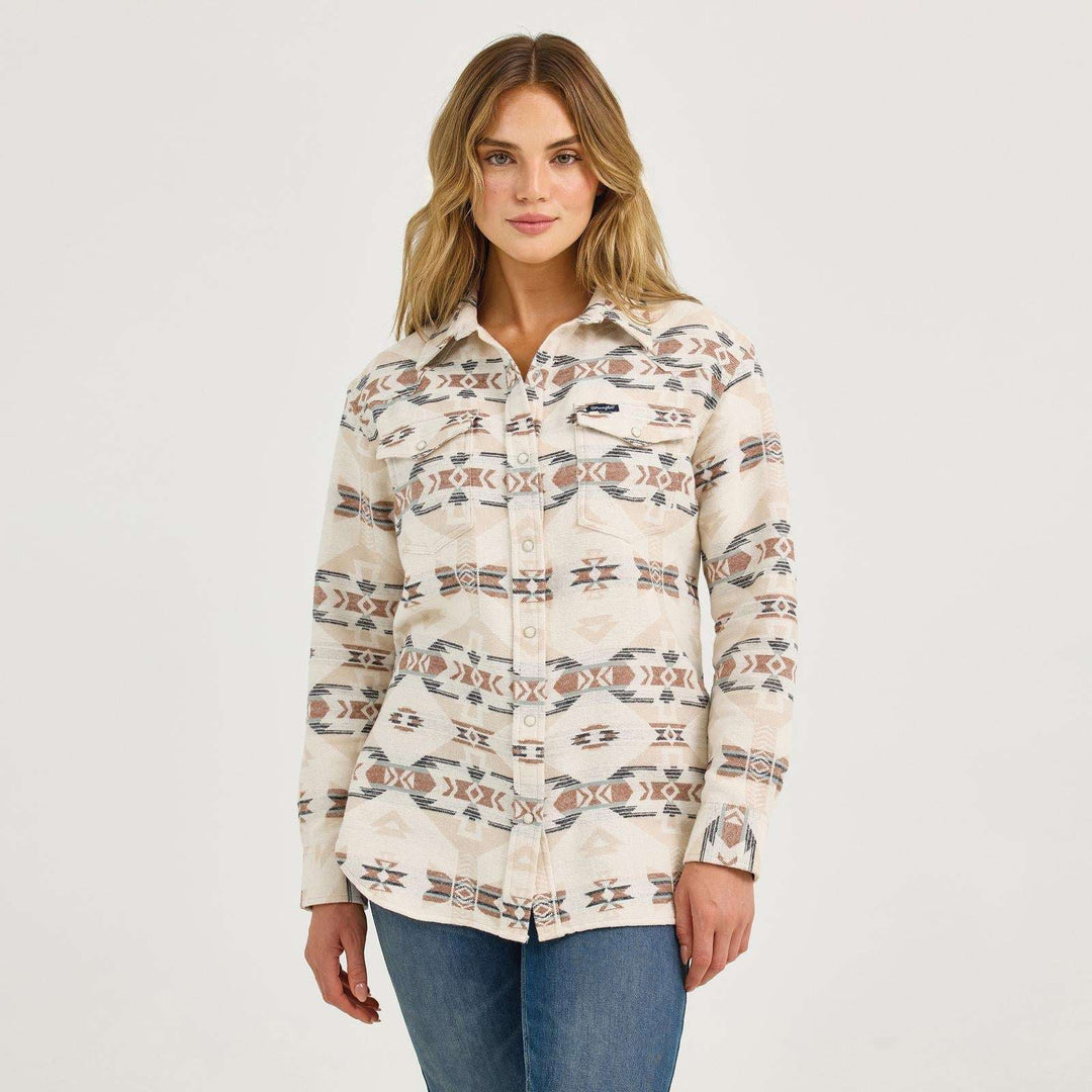 Wrangler Retro® Punchy Unlined Boyfriend Shacket - Cream 112368056 - Double C Western SupplyWrangler