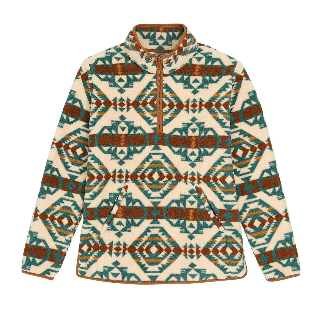 Wrangler Retro® Vintage Sherpa Zip Pullover - Turquoise - 112382729 - Double C Western SupplyWrangler