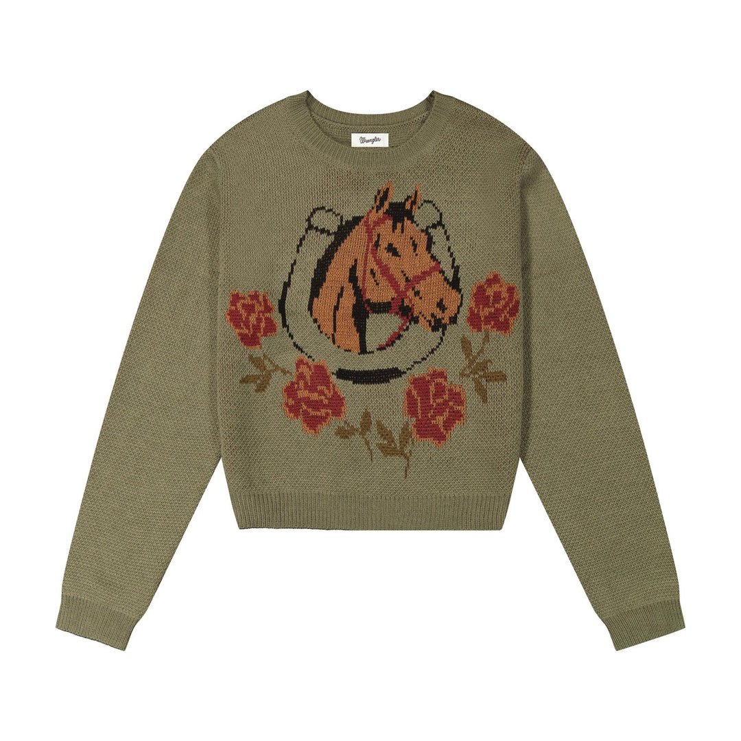 Wrangler Retro® Vintage Sweater Crew - Green - 112385386 - Double C Western SupplyWrangler