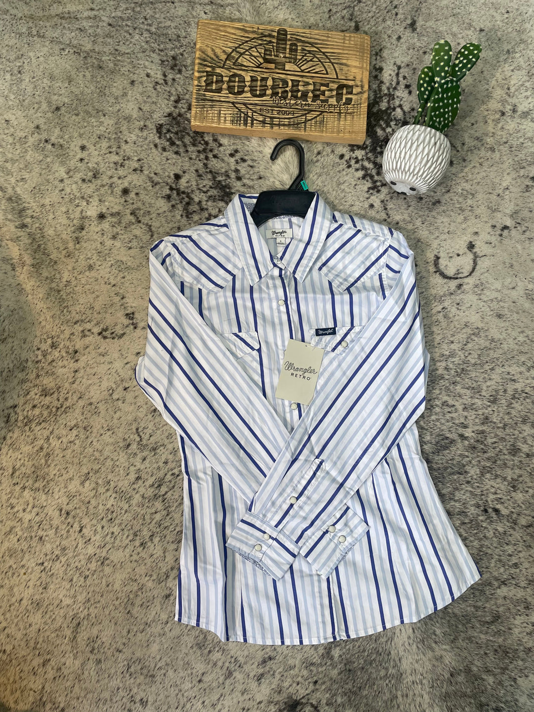 Wrangler Retro® Western Dress Snap Top - Blue - Double C Western SupplyWrangler
