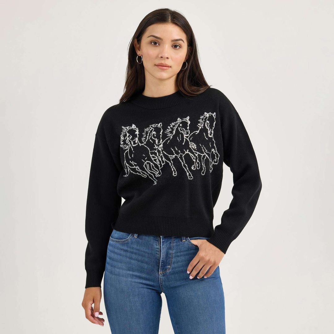 Wrangler Retro® Western Vintage Sweater Crew - Black 112367597 - Double C Western SupplyWRANGLER