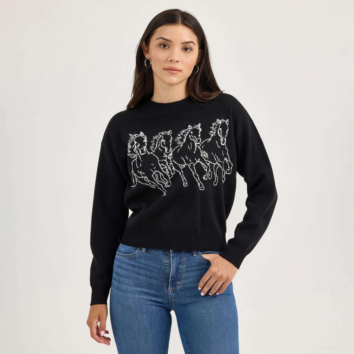 Wrangler Retro® Western Vintage Sweater Crew - Black 112367597 - Double C Western SupplyWRANGLER