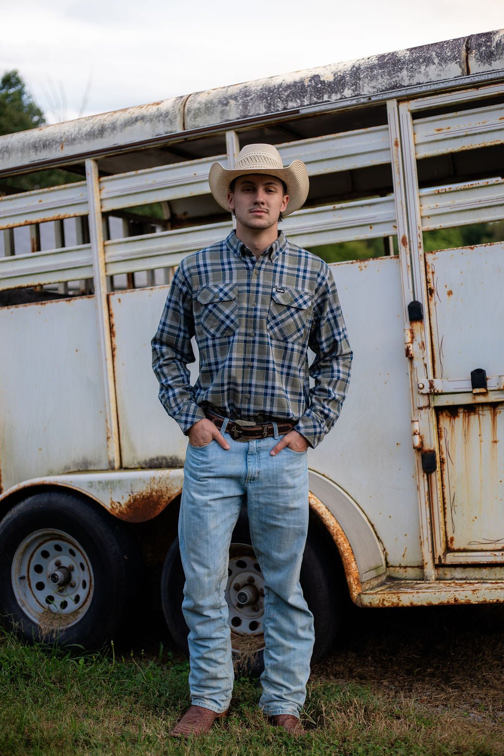 Wrangler® Riggs Workwear® Foreman Flannel Plaid Long Sleeve Work Shirt - Regular Fit - Green Plaid - 112382554 - Double C Western SupplyWrangler