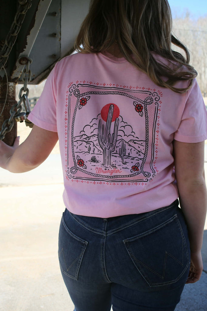Wrangler® Short Sleeve Pocket T-Shirt - Regular Fit - Romance Rose Heather 112372972 - Double C Western SupplyWrangler