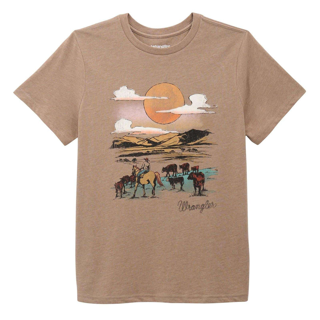 Wrangler® Short Sleeve T-Shirt Regular Fit Desert Taupe Heather | 112375870 - Double C Western SupplyWrangler