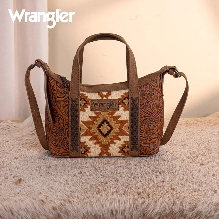 Wrangler Tooled Aztec Pattern Print Tote/Crossbody WG226-8605 - Double C Western SupplyMontana West