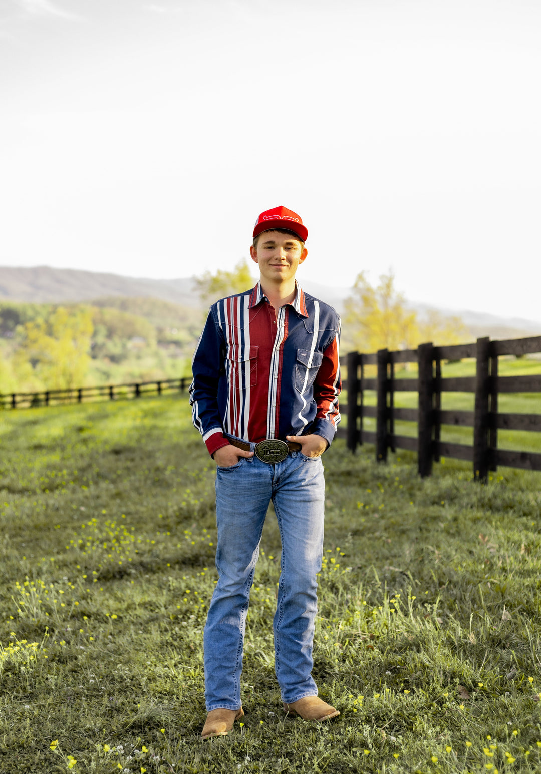 Wrangler® Vintage Inspired Long Sleeve Shirt Blue Multi Stripe | 112375916 - Double C Western SupplyWrangler