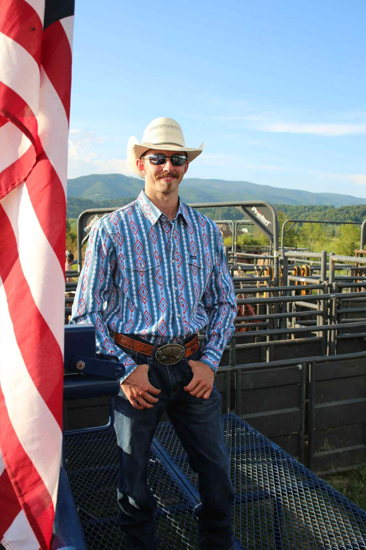 Wrangler® Vintage Inspired Long Sleeve Shirt - Classic Fit - Americana Multi 112368193 - Double C Western SupplyWrangler