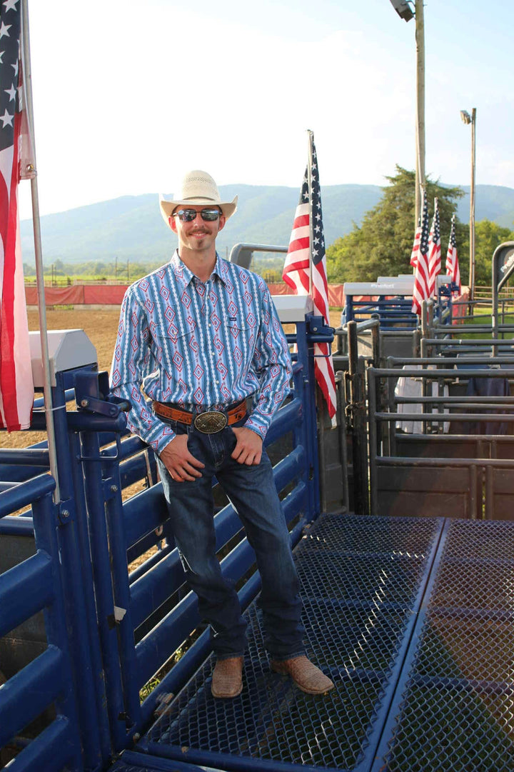 Wrangler® Vintage Inspired Long Sleeve Shirt - Classic Fit - Americana Multi 112368193 - Double C Western SupplyWrangler
