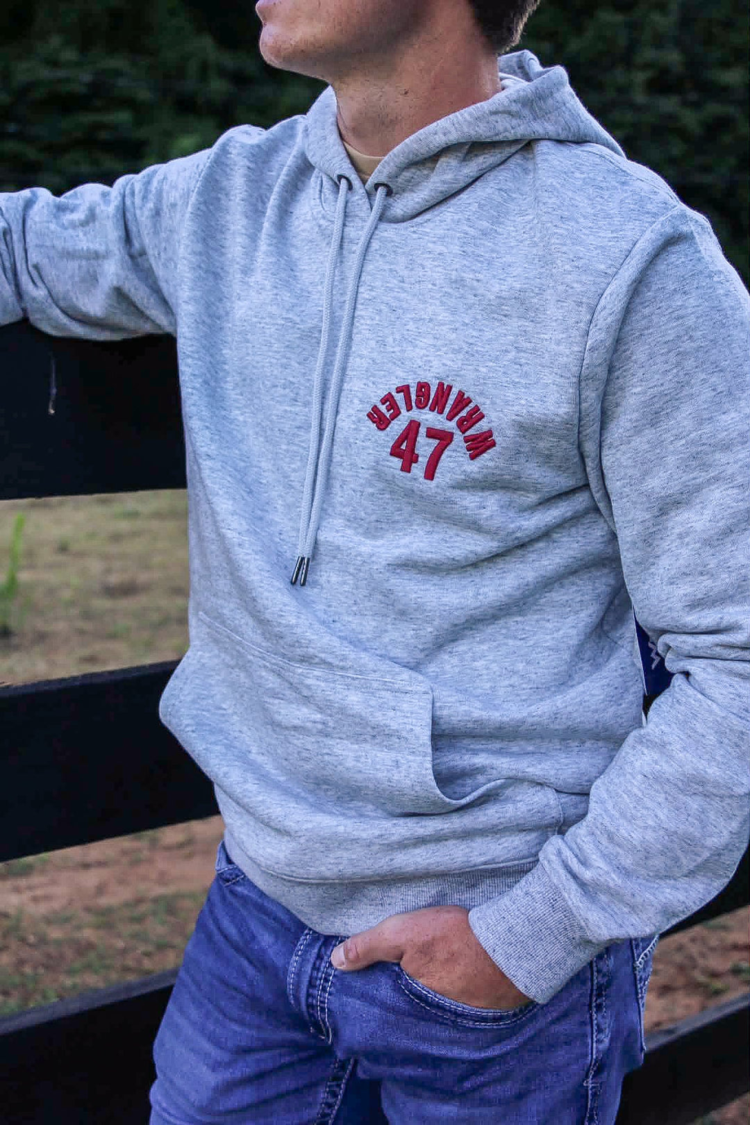 Wrangler® Western Hoodie - Regular Fit - Grey Mele Heather - 112379562 - Double C Western SupplyWrangler