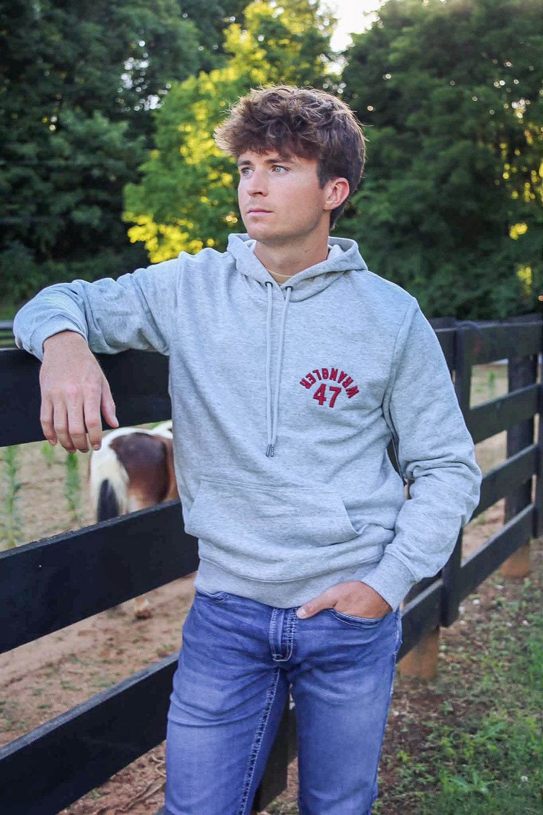 Wrangler® Western Hoodie - Regular Fit - Grey Mele Heather - 112379562 - Double C Western SupplyWrangler
