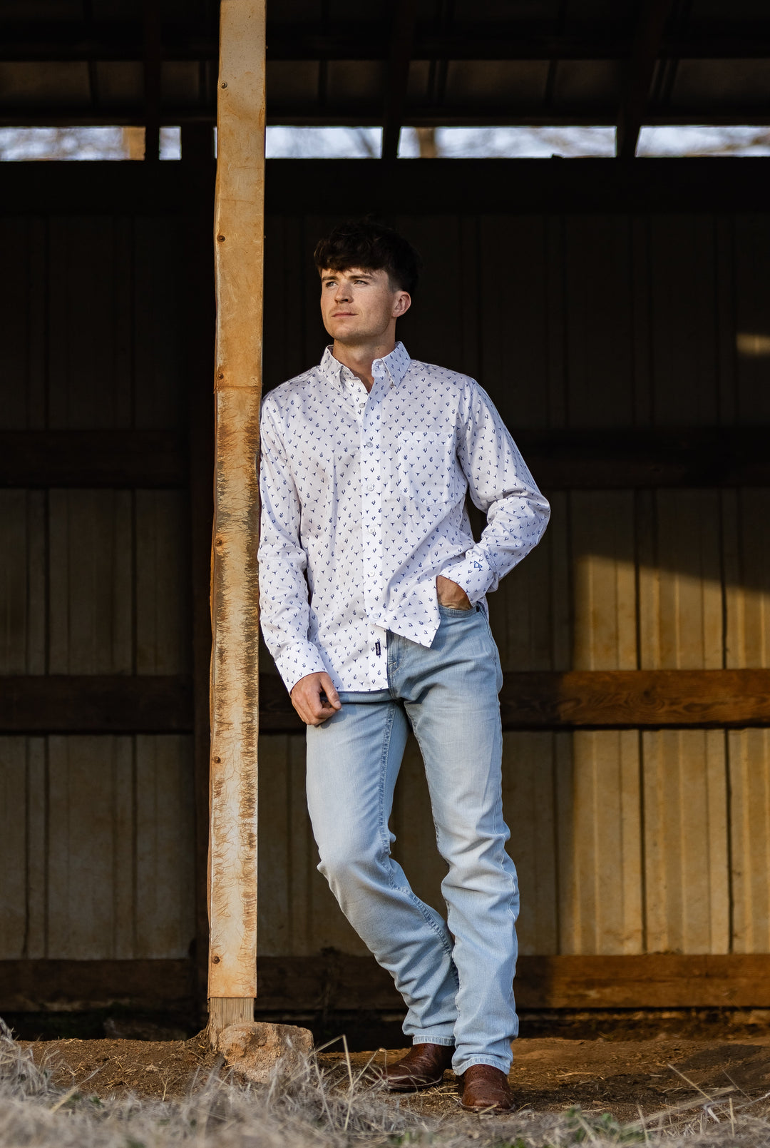Wrangler® X Cody Johnson Long Sleeve Shirt - Classic Fit - Buttons - Blue Multi 112374486 - Double C Western SupplyWrangler