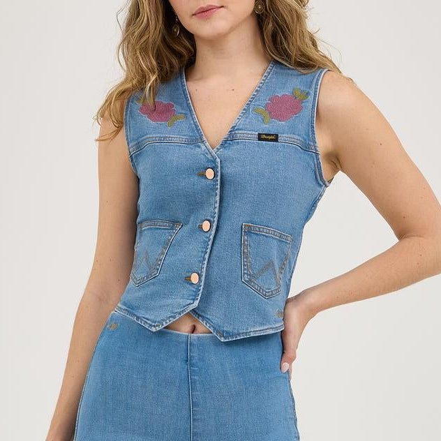 Wrangler® X Lainey Wilson Denim Vest - Blue - 112375559 - Double C Western SupplyWrangler