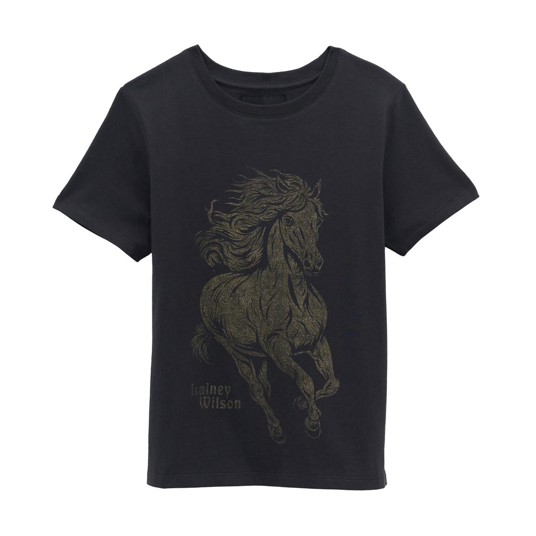 Wrangler® X Lainey Wilson Girls Glitter Horse T-Shirt - Black - 112385586 - Double C Western SupplyWrangler