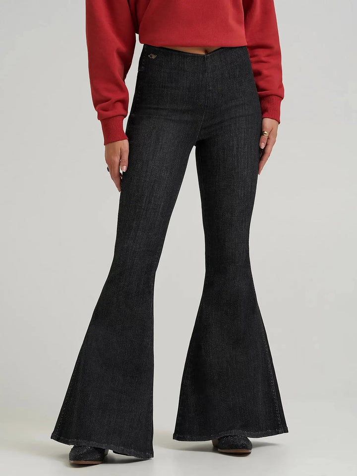 Wrangler® X Lainey Wilson Pull on Bell Jean - Washed Black 112370416 - Double C Western SupplyWrangler