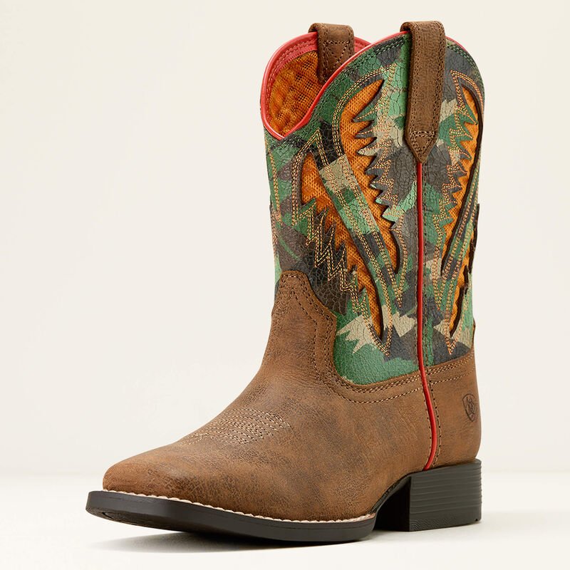 Youth Quickdraw VentTEK Wide Square Toe Western Boot 10061193 - Double C Western SupplyAriat