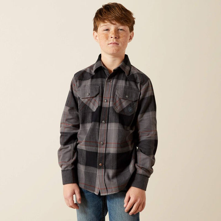 YTH Hernandez Retro Classic Fit Shirt DARK GREY 10065875 - Double C Western SupplyAriat