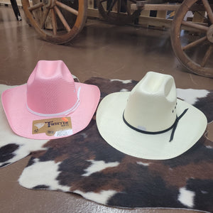 Twister Youth Straw Hat Pink and White
