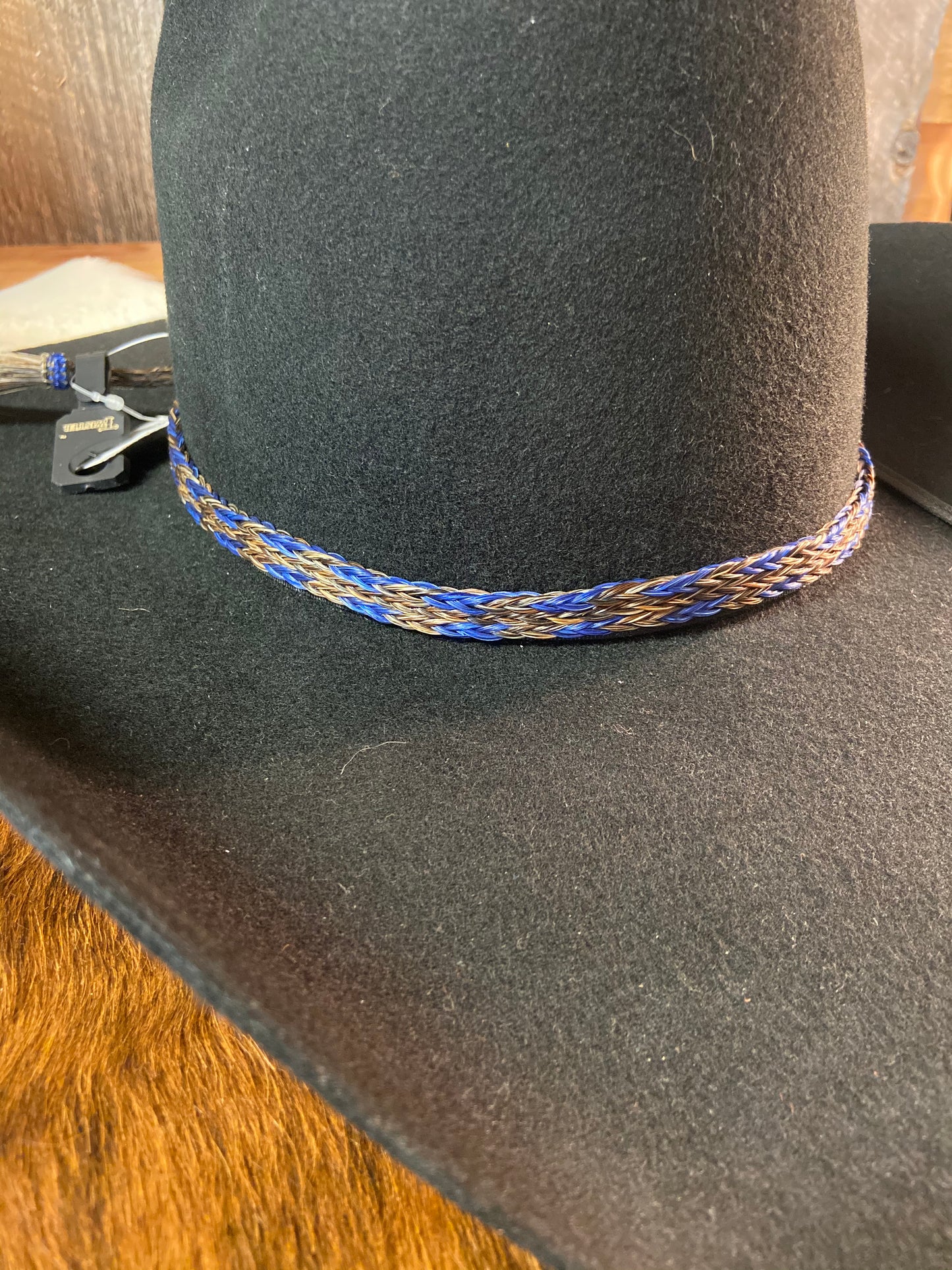 Hat bands Blue braided horse hair Double C