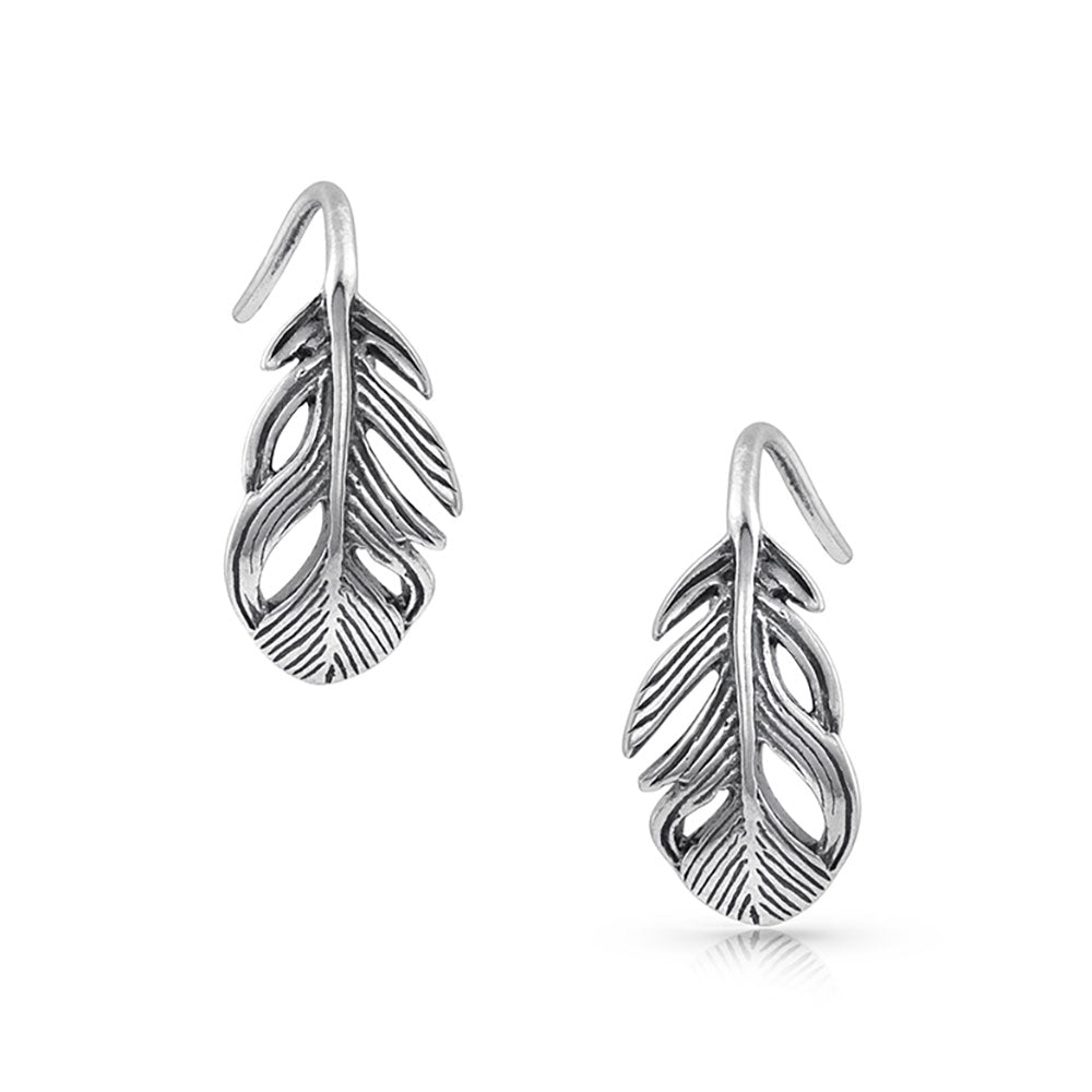 Tiny Feather Hook Earrings