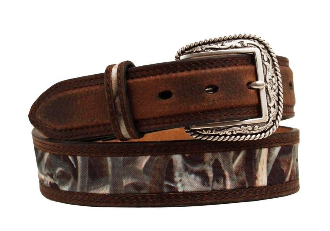 Leather camo belt