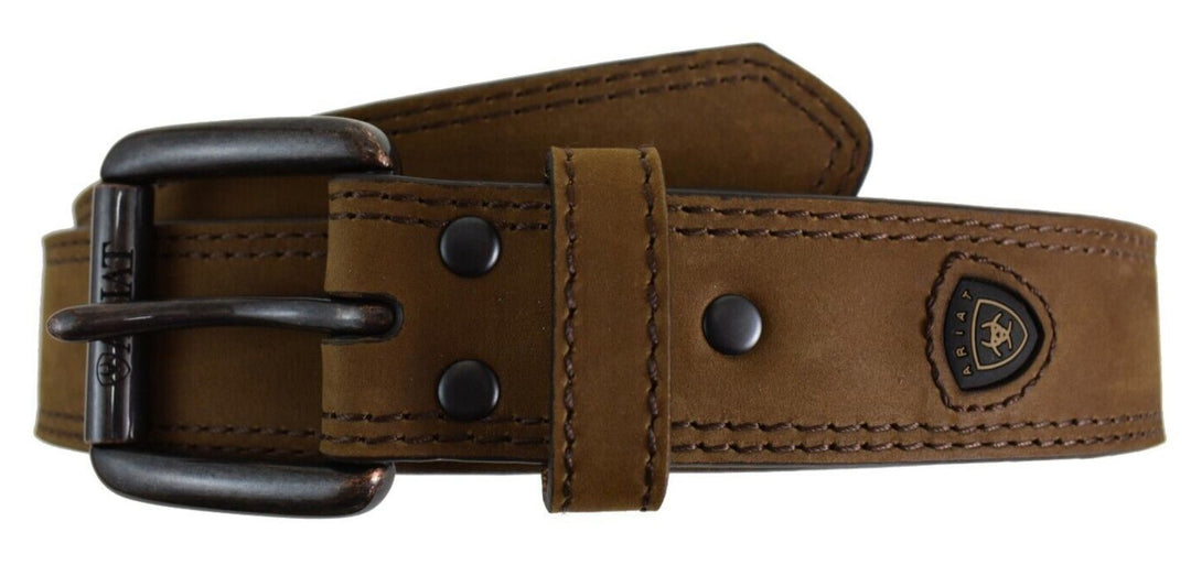 Ariat Brown Western Mens Distressed Double Stitch Belt A1012702 - Double C Western SupplyM & F