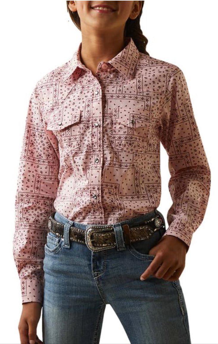 Ariat Girls Paisley Shirt Blush - Double C Western SupplyAriat