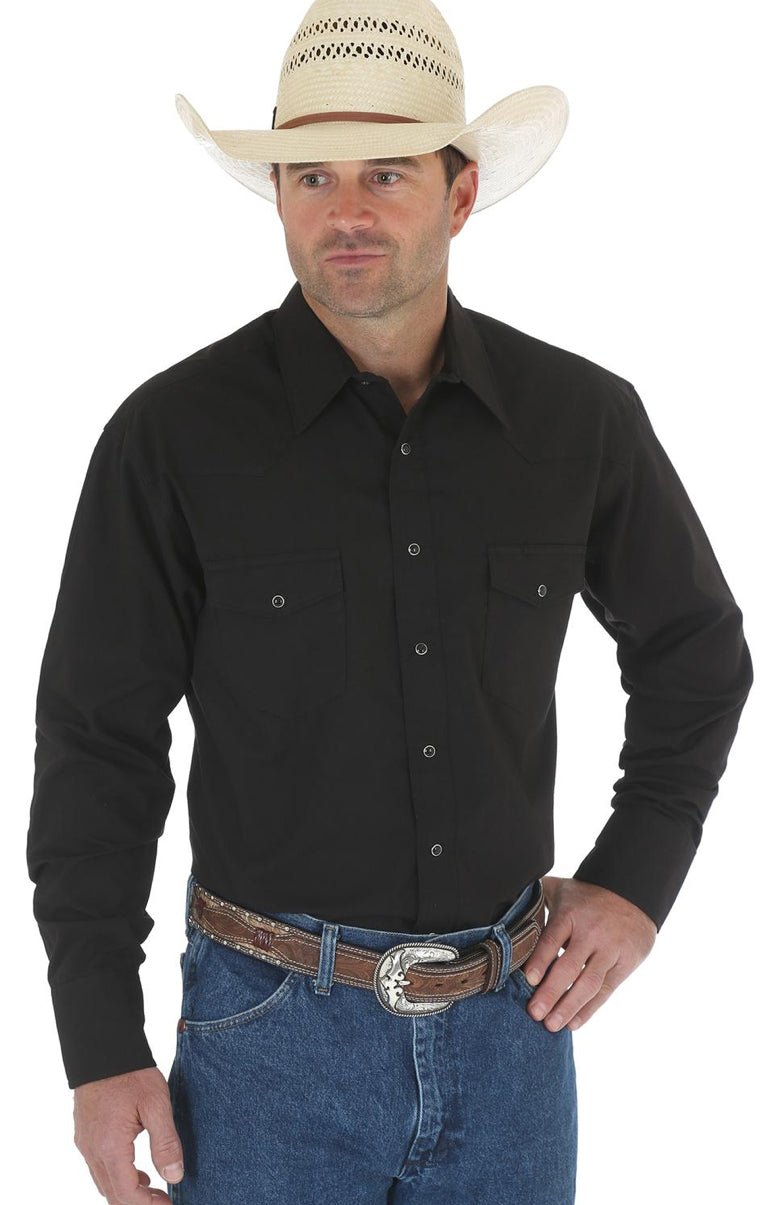 BOYS Sport Western Snap Shirt - Black And White - Double C Western SupplyWrangler