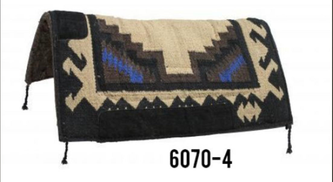 32" x 32" Navajo felt bottom pad Tan Blue Showman