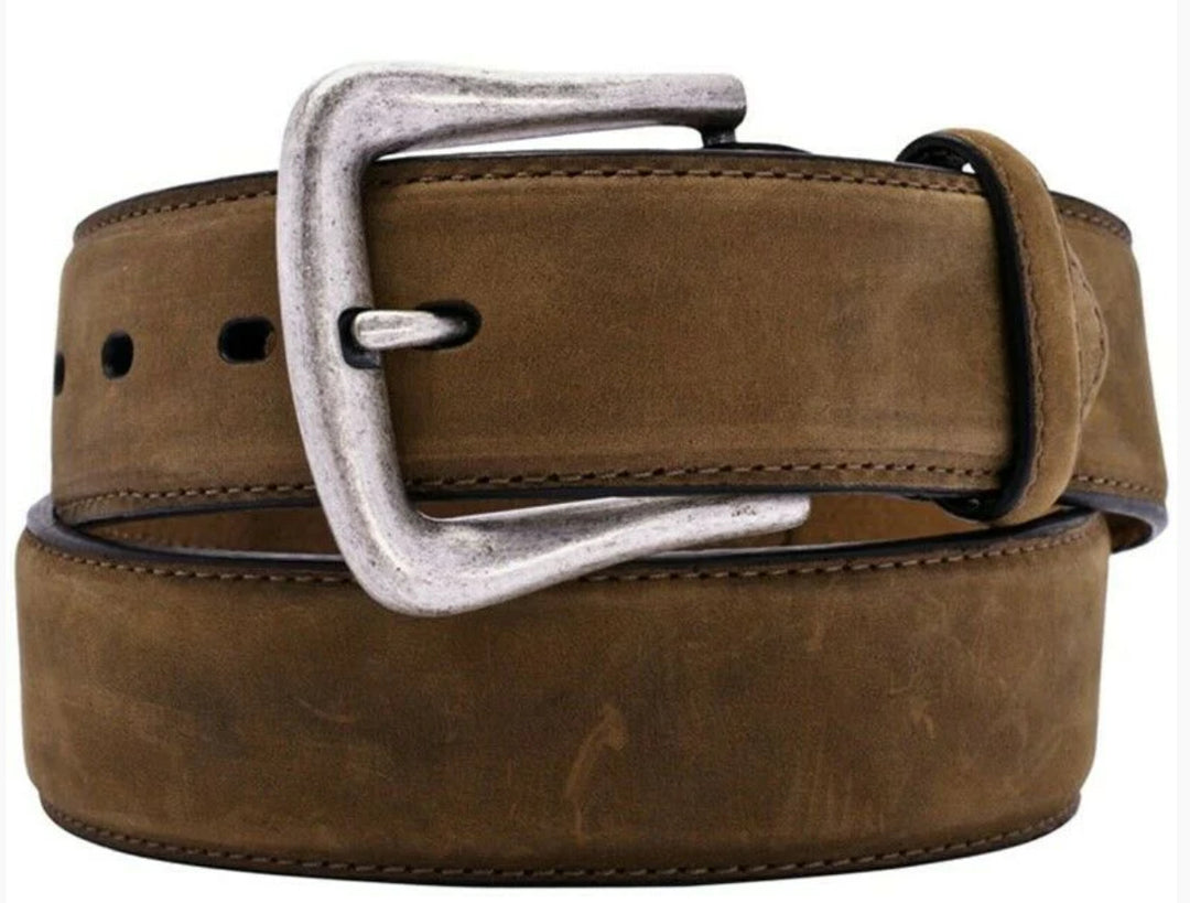 Nocona Men's Distressed Brown Western Overlay Leather Belt N2450444 belt Men's M & F
