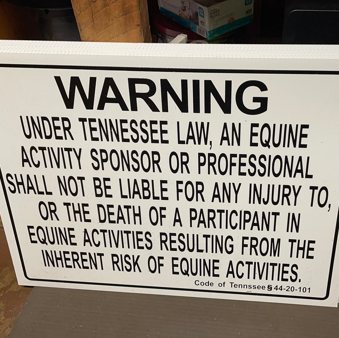 Tennessee Equine Warning Sign Double C Western Supply