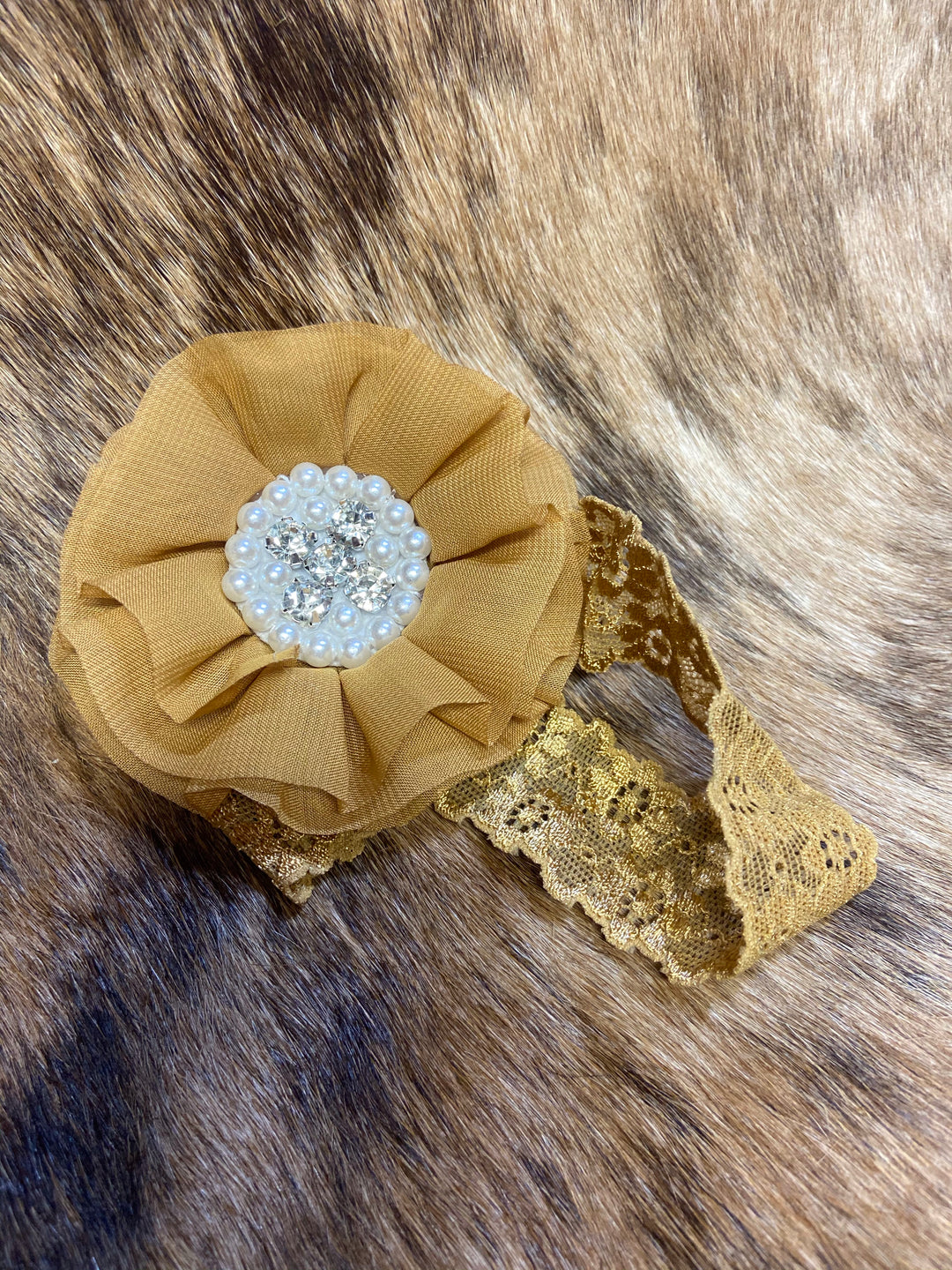 Flower head wrap baby girl Tan Double C Western Supply