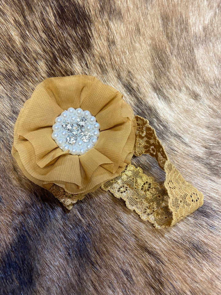 Flower head wrap baby girl Tan Double C Western Supply