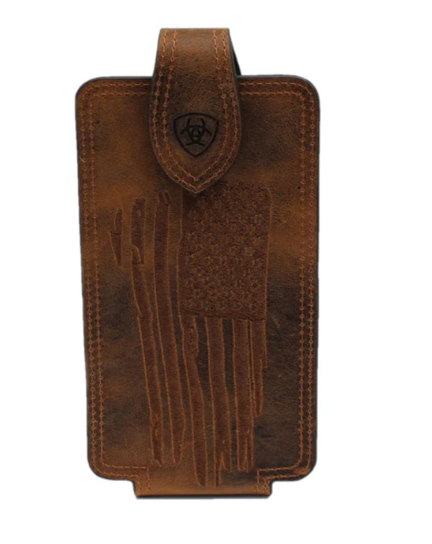 Ariat Men's American Flag Distressed Brown Phone Clip A0603002