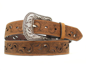 Ariat Ladies Scroll Paisley 1.5" Brown Leather Belt A1514802