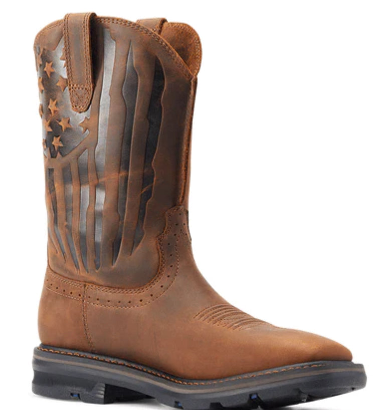 Ariat Men's Sierra Shock Shield Western Boot in Patriotic Brown Men’s Boots ariatfootwear Ariat