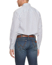 Load image into Gallery viewer, Wrangler George Strait Men&#39;s White with Blue Medallion Print Long Sleeve Western Shirt
