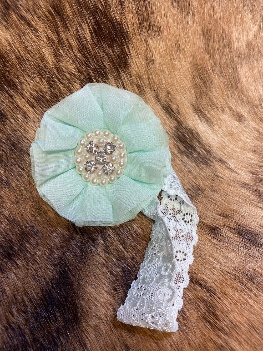 Flower head wrap baby girl Mint Double C Western Supply