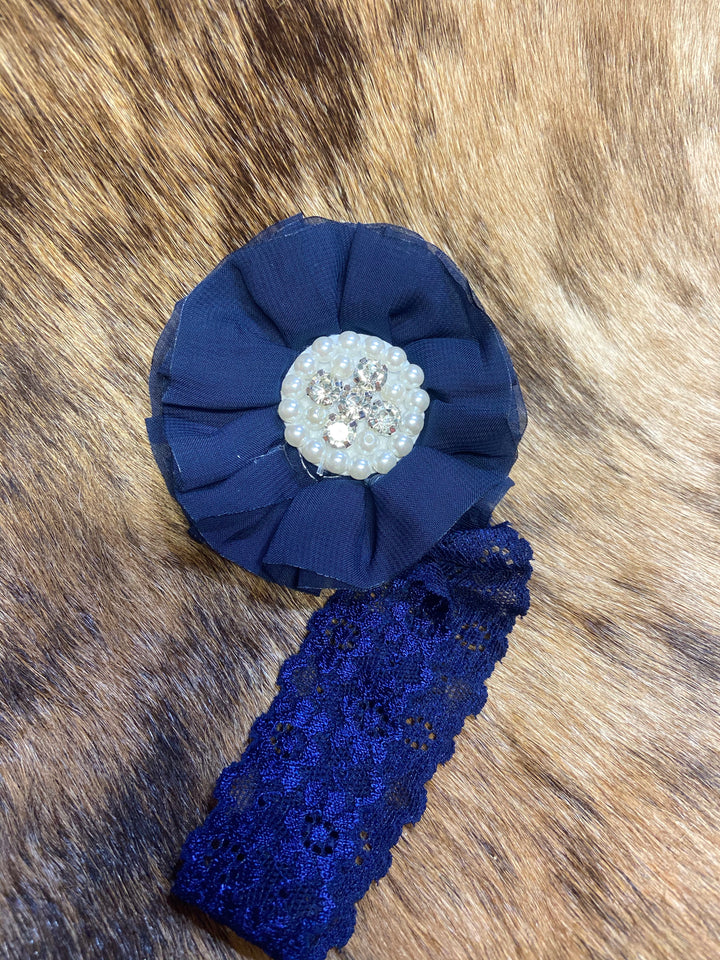 Flower head wrap baby girl Navy Double C Western Supply