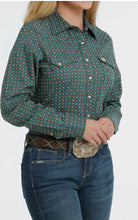 Load image into Gallery viewer, Cinch Women&#39;s Teal Print Snap Western Shirt
