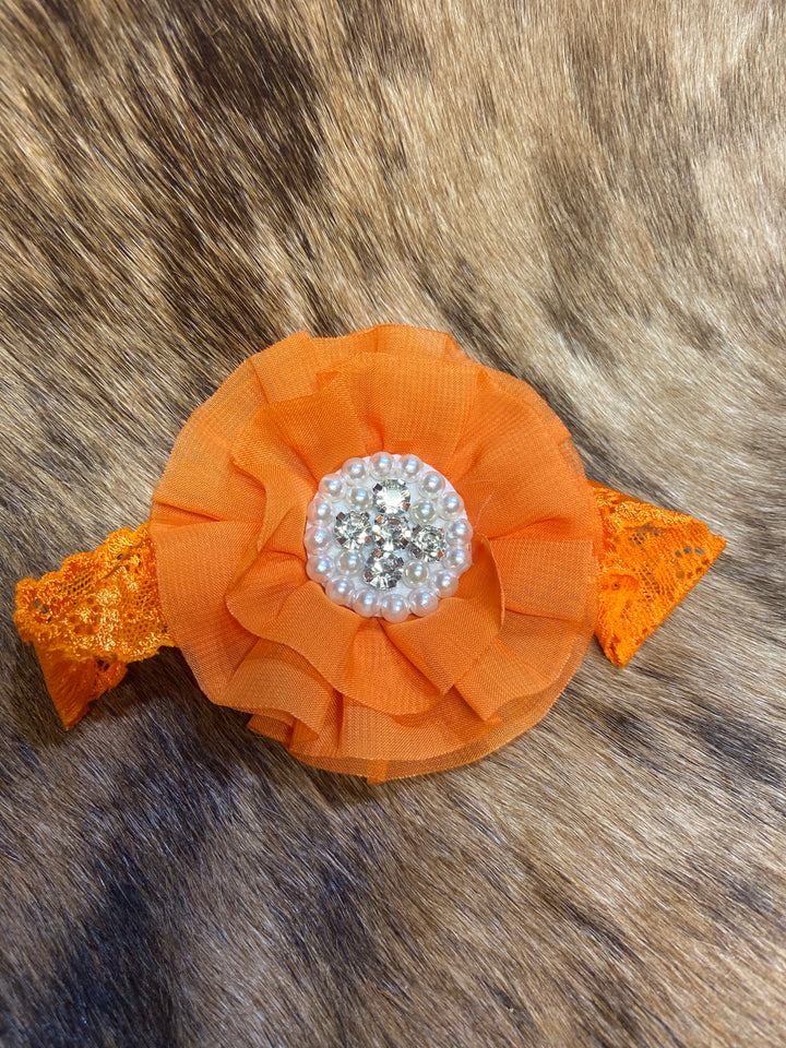 Flower head wrap baby girl Orange Double C Western Supply