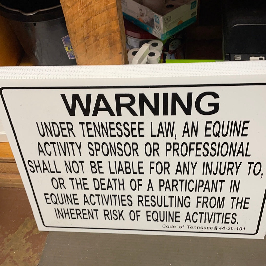 Tennessee Equine Warning Sign Double C Western Supply