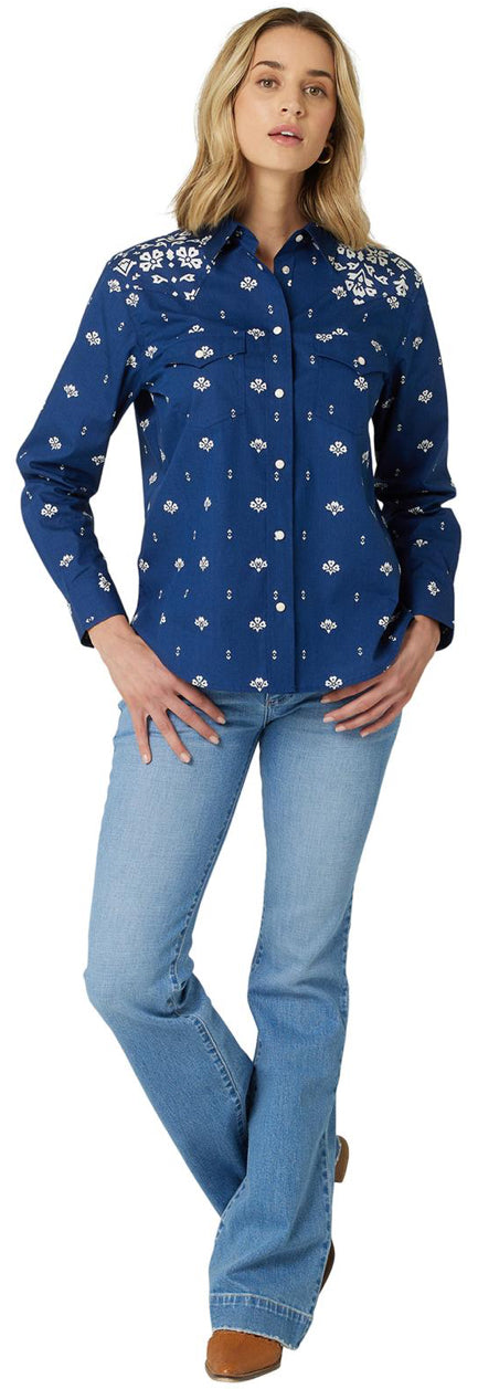 Wrangler® Womens Retro® Top - Blue Wrangler