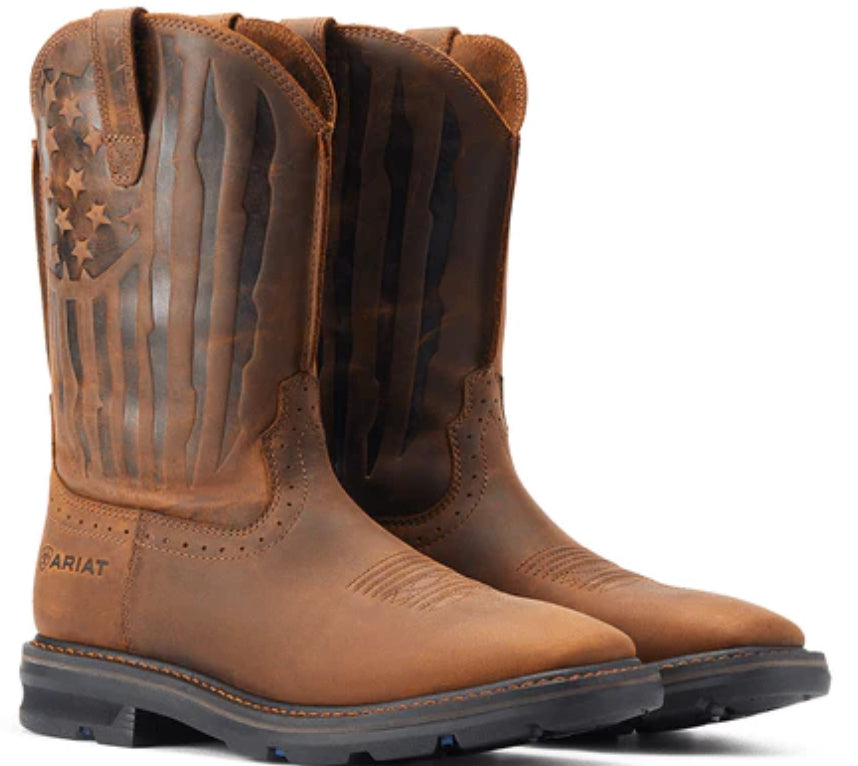 Ariat Men's Sierra Shock Shield Western Boot in Patriotic Brown Men’s Boots ariatfootwear Ariat