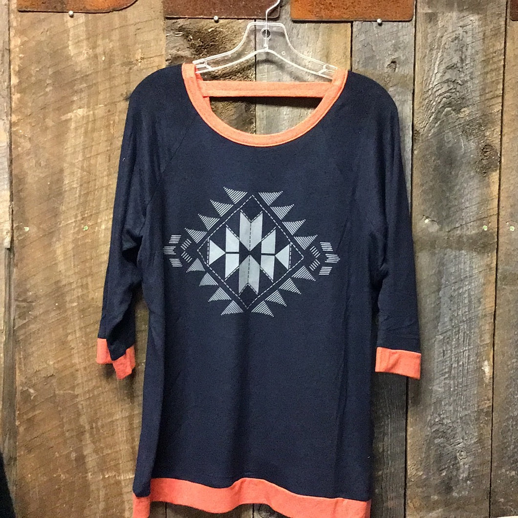 Cinch Womens Navy Raglan Sleeve