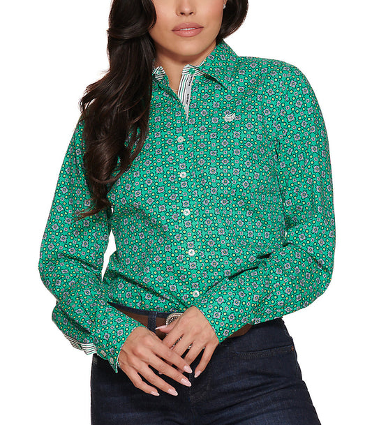 Cinch Women's Green Medallion Print Shirts & Tops Cinch