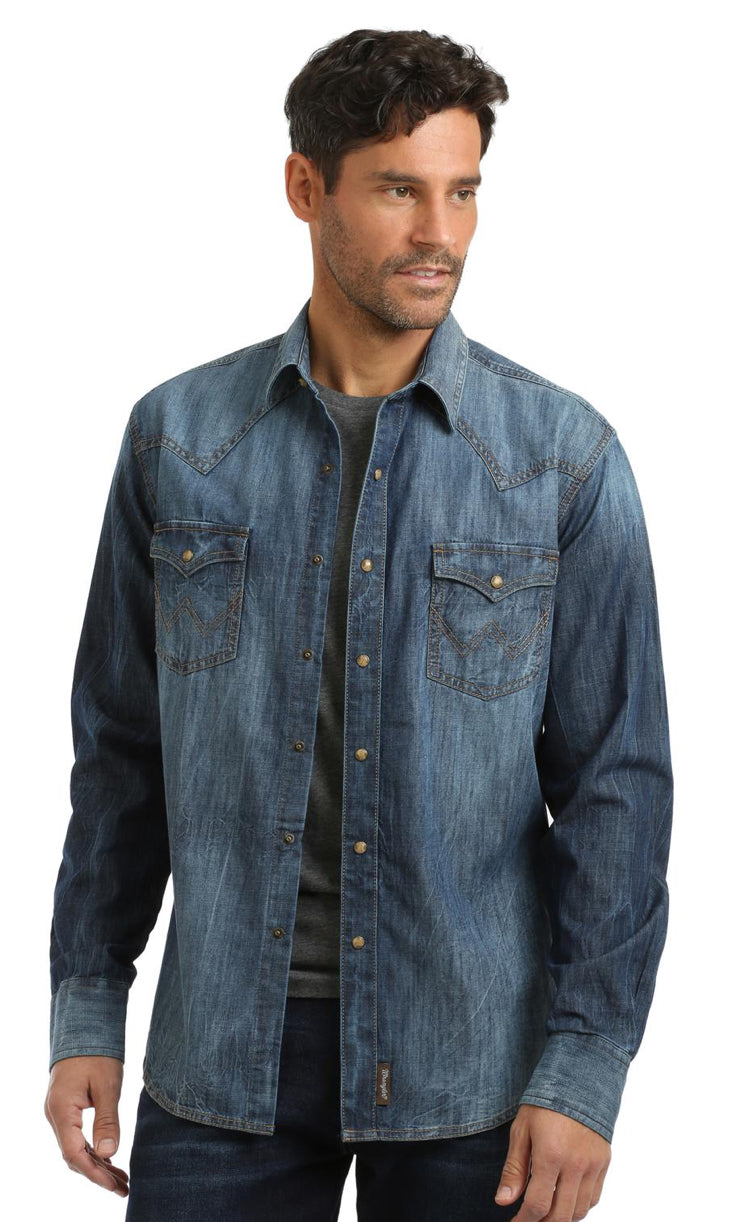 Wrangler Retro® Premium Shirt - Blue Denim