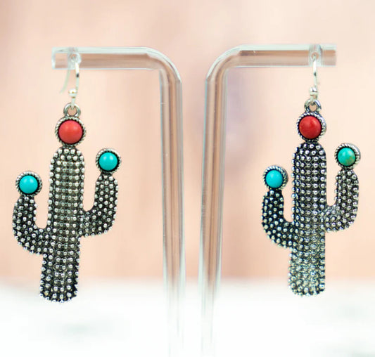 COLORFUL CACTUS EARRINGS Double C Western Supply