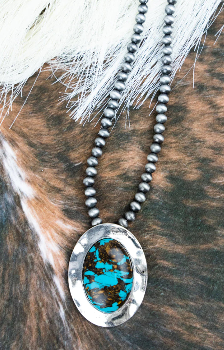 TURQUOISE SILENT PEAK CONCHO NECKLACE Double C Western Supply