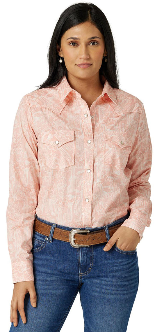 Womens Wrangler® Essential Shirt - Pink Multi Wrangler